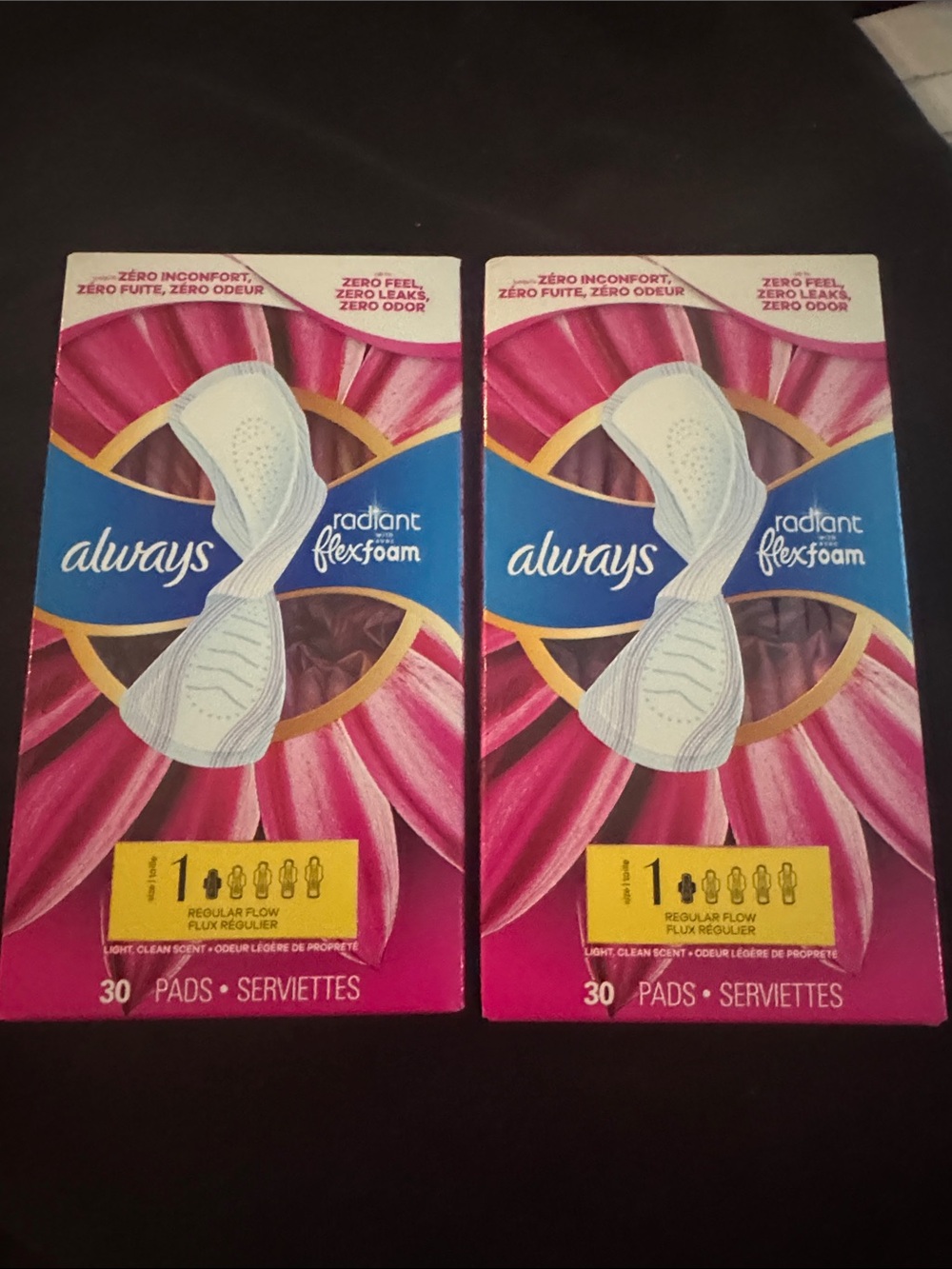 2 Always Radiant FlexFoam Pads - Pink & Blue Packaging